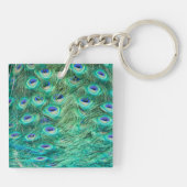 Peacock Bird Feather Blauwgroen Turquoise Vint Sle Sleutelhanger (Achterkant)