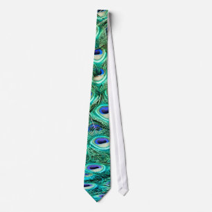 Peacock Bird Feather Blauwgroen Turquoise Vinta Ma Stropdas