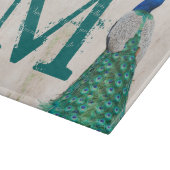 Peacock Bird Feather Monogram Glass Cutting Board Snijplank (Hoek)