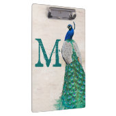 Peacock Bird Feather Monogram Initiaal Clip Board Klembord (Rechts)