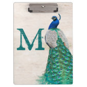 Peacock Bird Feather Monogram Initiaal Clip Board Klembord (Voorkant)