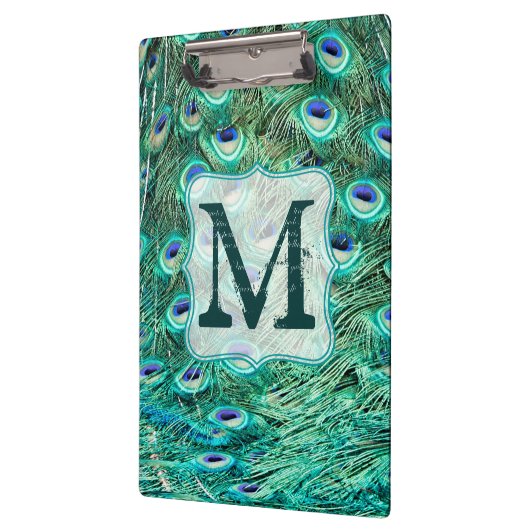Peacock Bird Feather Monogram Initiaal Clip Board Klembord (Links)