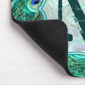 Peacock Bird Feather Monogram Initiaal Muismat (Hoek)