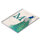 Peacock Bird Feather Monogram Initiaal Note Book Notitieboek (Linkerzijde)