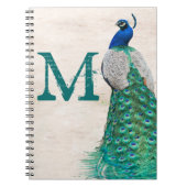 Peacock Bird Feather Monogram Initiaal Note Book Notitieboek (Voorkant)