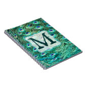 Peacock Bird Feather Monogram Initiaal Note Book Notitieboek (Rechterzijde)