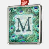 Peacock Bird Feather Tea Monogram Initiaal Metalen Ornament (Links)