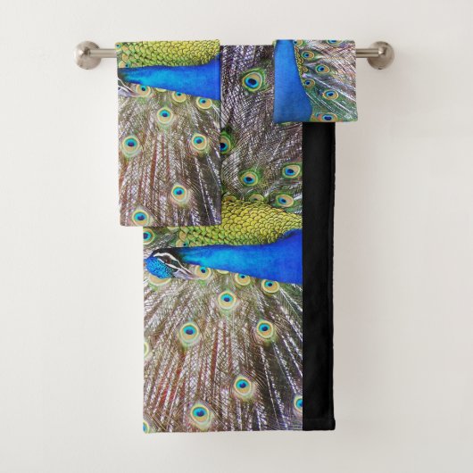 Peacock Bird Feathers Animal Bath Set Bad Handdoek (Insitu)