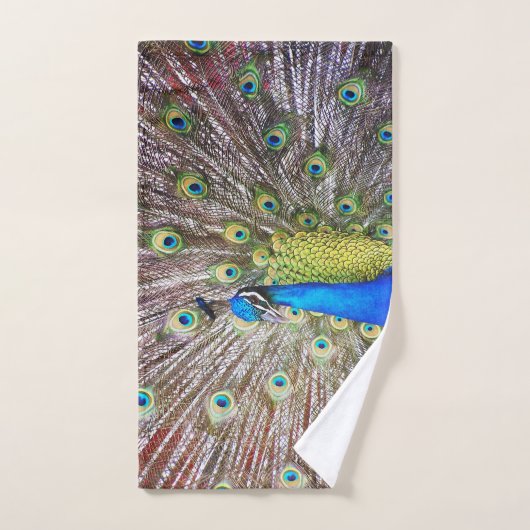 Peacock Bird Feathers Animal Bath Set Bad Handdoek (Handdoek)