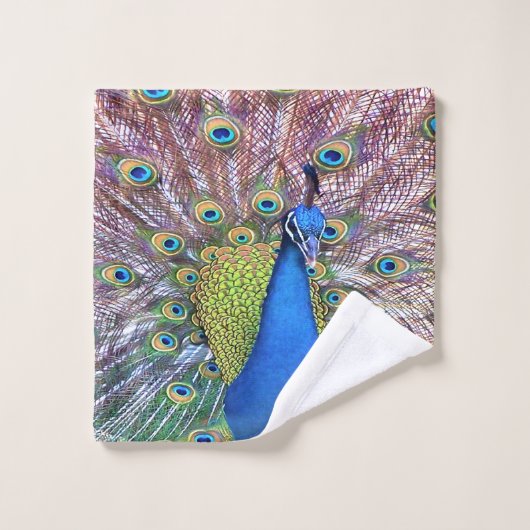 Peacock Bird Feathers Animal Bath Set Bad Handdoek (Wasdoekje)