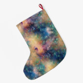 Peacock Bird Feathers Blauw Goud Kerstnaam Grote Kerstsok (Achterkant (Hangend))