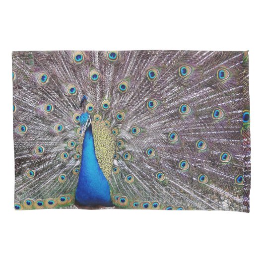 Peacock Bird Feathers Peafowl Pillowcase Kussensloop (Voorkant)