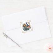 Peacock Bird Floral Art Vierkante Sticker (Envelop)