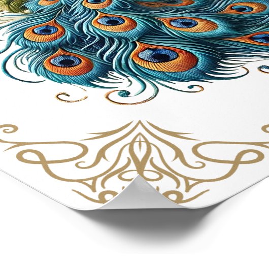  Peacock Bird Floral Poster (Hoek)