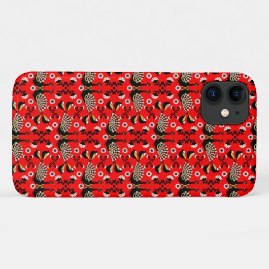 Peacock Bird Folk Art. Case-Mate iPhone Case (Achterkant (horizontaal))