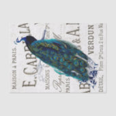 Peacock Bird French Script Ephemera Decoupage Tissuepapier (Voorkant)