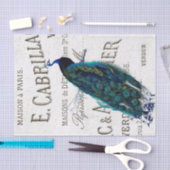 Peacock Bird French Script Ephemera Decoupage Tissuepapier (Craft)