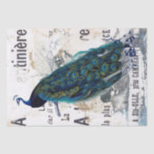 Peacock Bird French Typography and Blue Decoupage Tissuepapier (Voorkant)