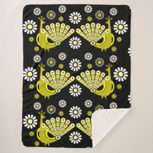Peacock Bird Graphic Art Sherpa Deken