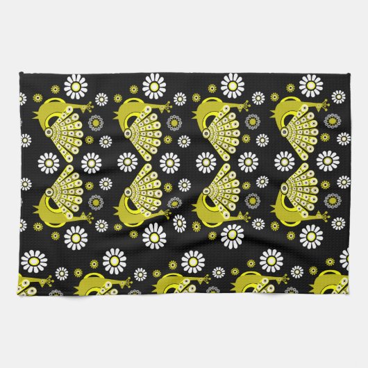 Peacock Bird Graphic Art Theedoek (Horizontaal)