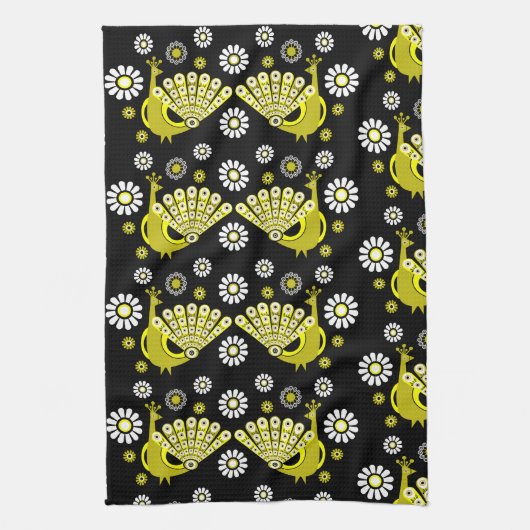 Peacock Bird Graphic Art Theedoek (Verticaal)