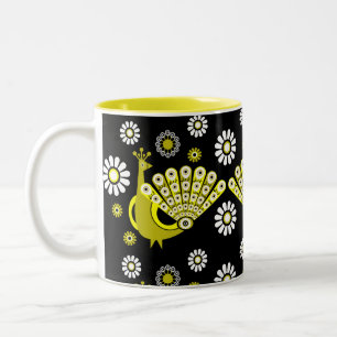 Peacock Bird Graphic Art Tweekleurige Koffiemok