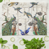 Peacock Bird Kingfisher Zee Turtle French Ephemera Theedoek (Gevouwen)