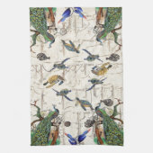Peacock Bird Kingfisher Zee Turtle French Ephemera Theedoek (Verticaal)