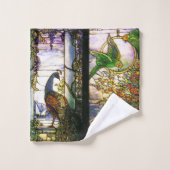 Peacock Bird Parrots Flowers Aviary Bath Towel Set Bad Handdoek (Wasdoekje)