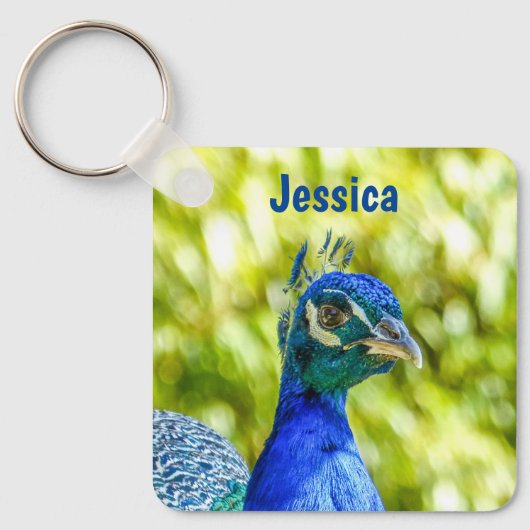 Peacock Bird Persoonlijke naam Sleutelhanger (Voorkant)