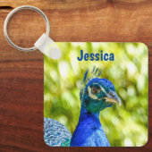 Peacock Bird Persoonlijke naam Sleutelhanger (Voorkant)