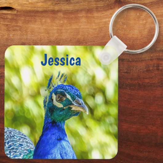 Peacock Bird Persoonlijke naam Sleutelhanger (Achterkant)