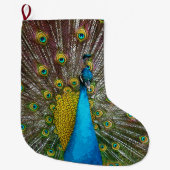 Peacock Bird te zien Grote Kerstsok (Voorkant)