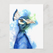 Peacock Bird Waterverf Art Briefkaart (Voorkant)