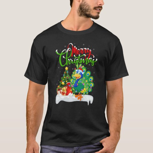 Peacock Bird  Xmas Decorations Santa Peacock Chris T-shirt (Voorkant)