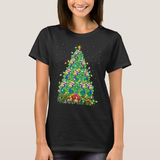 Peacock Bird   Xmas Lights Santa Peacock Christmas T-shirt (Voorkant)