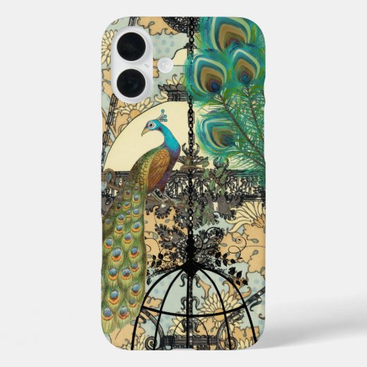 Peacock Birdcage Chandelier Damask Case-Mate iPhone Case (Achterkant)