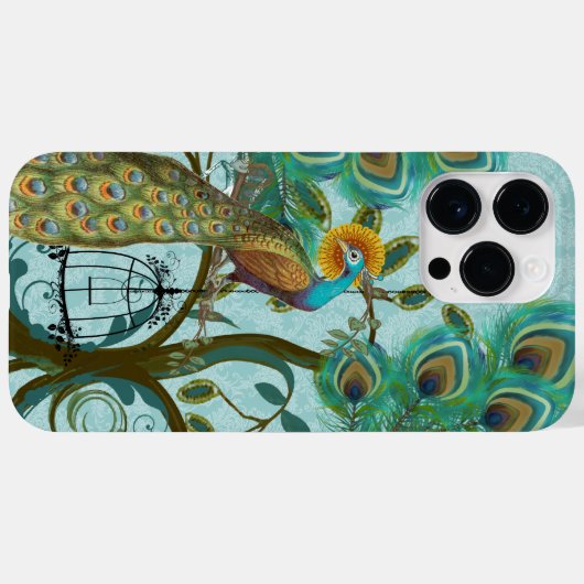 Peacock Birdcage Damask Case-Mate iPhone Case (Achterkant (horizontaal))