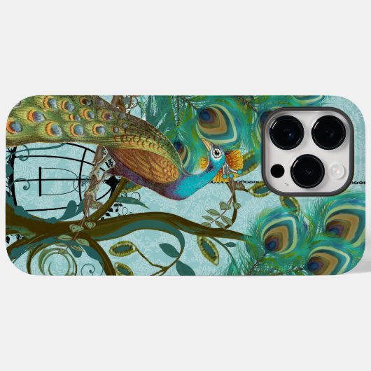 Peacock Birdcage Damask Case-Mate iPhone Case (Achterkant (horizontaal))