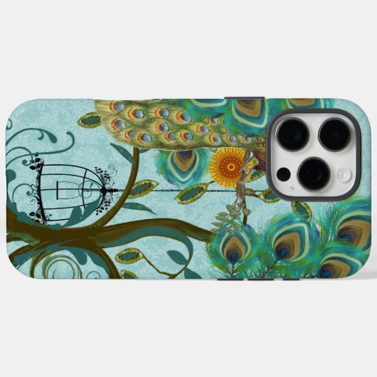 Peacock Birdcage Damask Case-Mate iPhone Case (Achterkant (horizontaal))