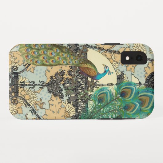 Peacock Birdcage Damask Case-Mate iPhone Case (Achterkant (horizontaal))