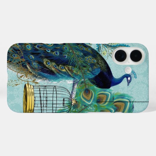Peacock Birdcage Damask Case-Mate iPhone Case (Achterkant (horizontaal))