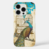  Peacock Birdcage Damask iPhone Case (Achterkant)