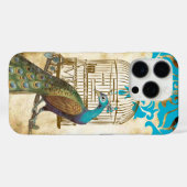 Peacock Birdcage Damask iPhone Case (Achterkant (horizontaal))