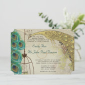  Peacock Birdcage Veather Wedding Kaart (Staand voorkant)