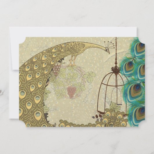 Peacock Birdcage Veather Wedding Kaart (Achterkant)