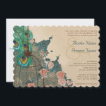 Peacock Birdcage Wedidng Kaart<br><div class="desc">Birdcage Wedding Peacocks and Peonies zien meer  producten van vredestichters meer  vogelproducten Peacock Wedding Invitding</div>