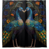 Peacock Birds Glas in lood Mozaïek badkamer Douchegordijn (Voorkant)
