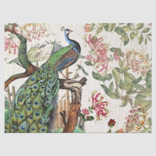 Peacock Birds Honeysuckle Flowers Tissue Paper Tissuepapier