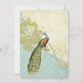  peacock Birds Lagoon Endive Damask Wedding Kaart (Achterkant)